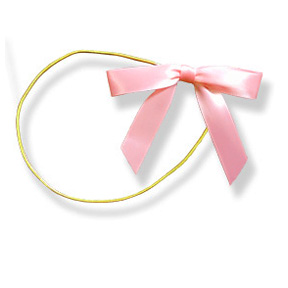 Pink 3-1/2" Satin Bow on 13" Gold Stretch Loop