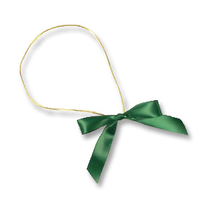 Forest Green 3-1/2" Satin Bow on 13" Gold Loop