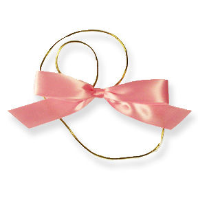 Pink 5" Satin Bow on 22-1/2" Gold Stretch Loop