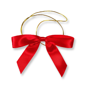 Red 5" Satin Bow on 22-1/2" Gold Stretch Loop