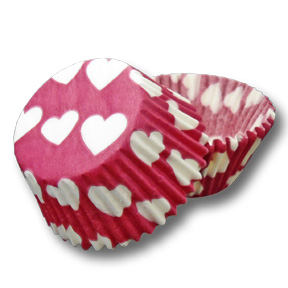Hot Pink w/White Hearts Print Std Cup ~ 2 x 1-1/4