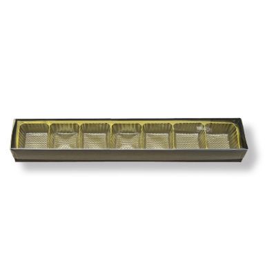 Brown Box with Gold 7 Cavity Tray & Clear Lid