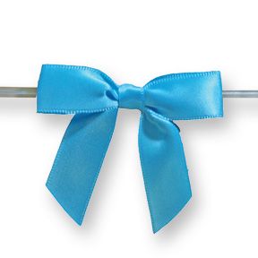Medium Turquoise Bow on Clear Twistie ~ 2-1/2"- 2-3/4"  Bow