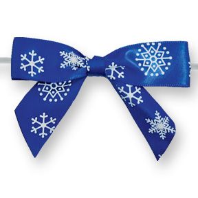Large Blue Bow with White Snowflakes on Twistie ~ 100 Count