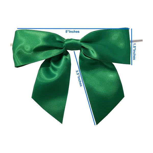 5" Emerald Bow with Clear Twistie