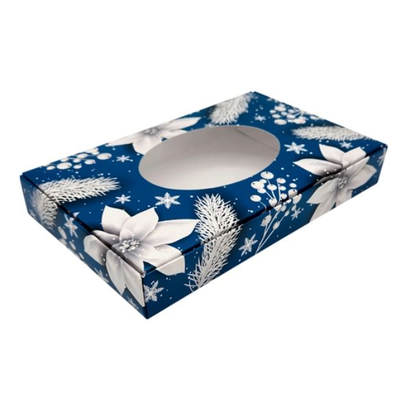 1/2# 1 layer Blue Holiday Box with Window ~ 25 Count