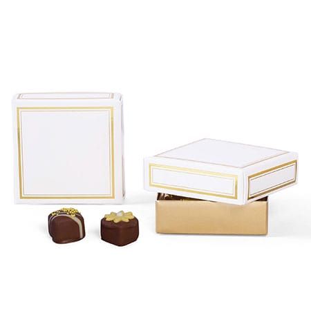 White Covers with Gold Border ~ 3 oz. Square/1 Layer ~ 25 Count