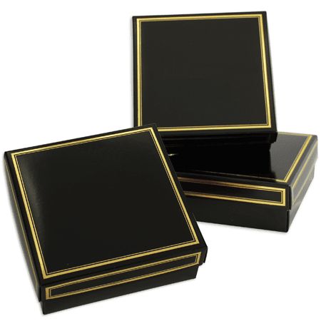 Black 8 oz Square Cover with Gold Border ~ 250 Count