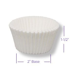 White Drywax Baking Cup ~ 2" x 1-1/2" ~ Approx. 625 Cups