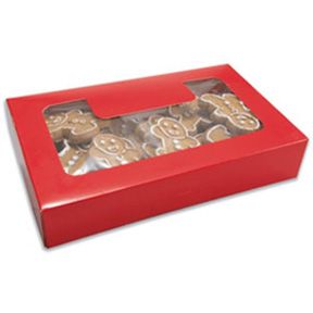 Red 1 lb Cookie Box with Window ~ 25 Count