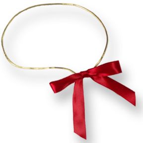 Red 3-1/2" Satin Bow on 13" Gold Stretch Loop