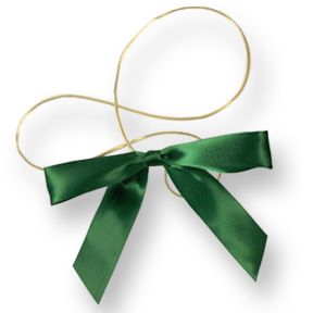 Forest Green 5"Satin Bow~22-1/2"Gold Stretch Loop