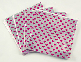4" Heart Print Foil Squares ~ 500 Count