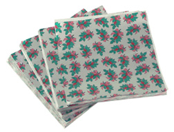 4" Holly Print Foil Squares ~ 500 Count