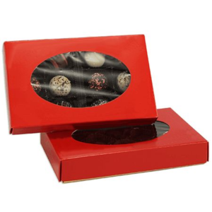 Red 1/2 lb Rectangular 1 Layer Cover with Window ~ 25 Count