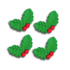 Tiny Double Holly Leaves w/Berries ~ 1/2" x 5/8"