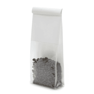 Small White Box Bottom Bags with Clear Window & Tin Tie ~ 100 Count