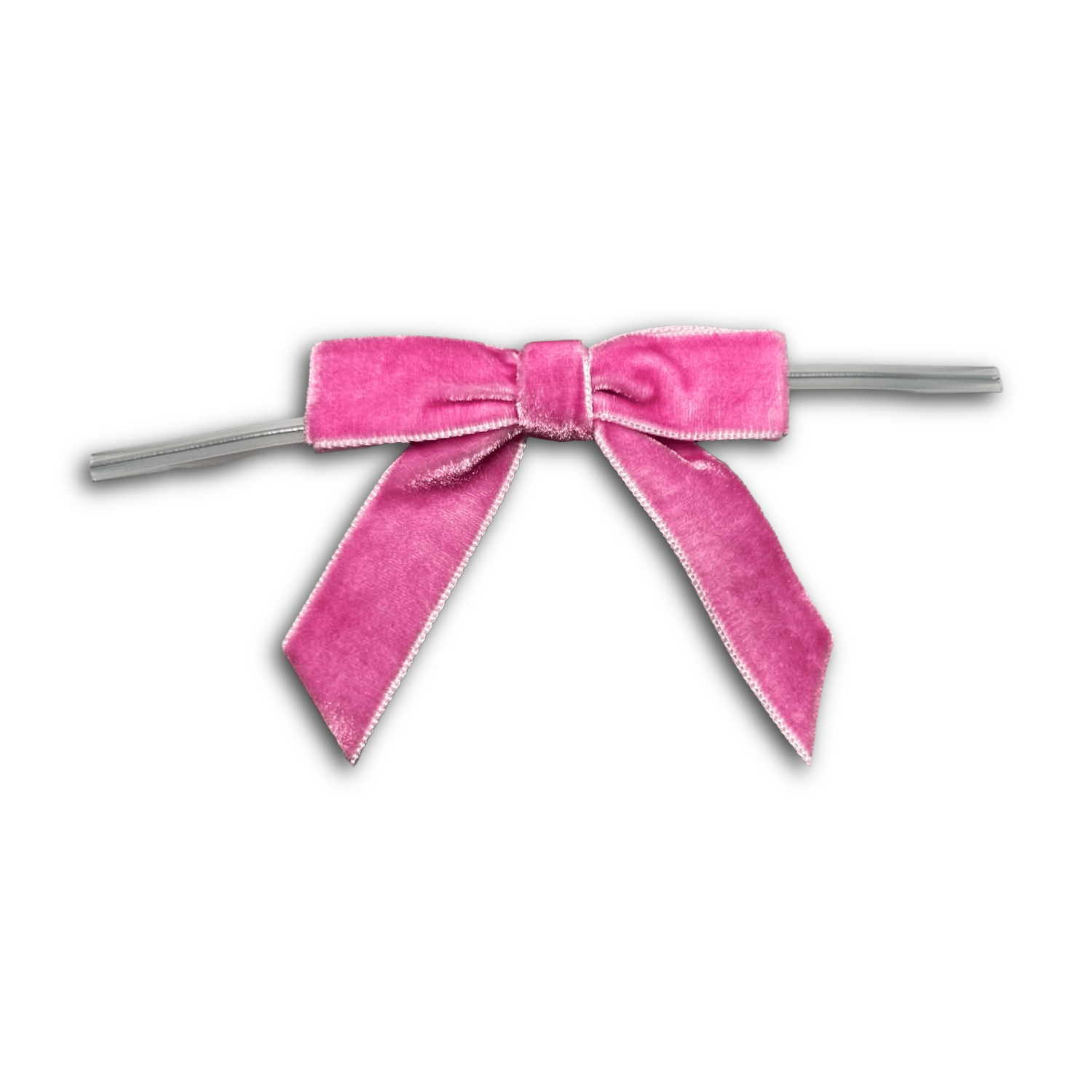 Small Pink Velvet Bow on Twistie ~ 50 Count