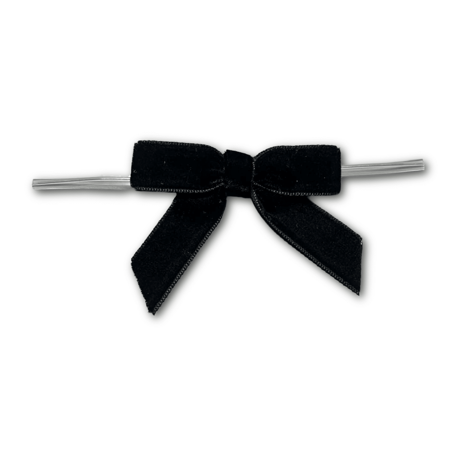 Small Black Velvet Bow on Twistie ~ 50 Count
