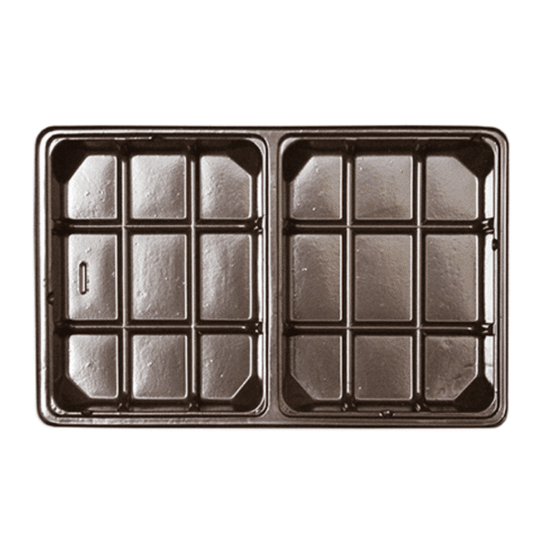 Brown 1/2lb Rectangular Tray ~ 2 Cavities (Fudge)