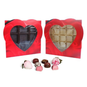 16 oz 1 piece Red Satin Box with Heart Window ~ 25 Count