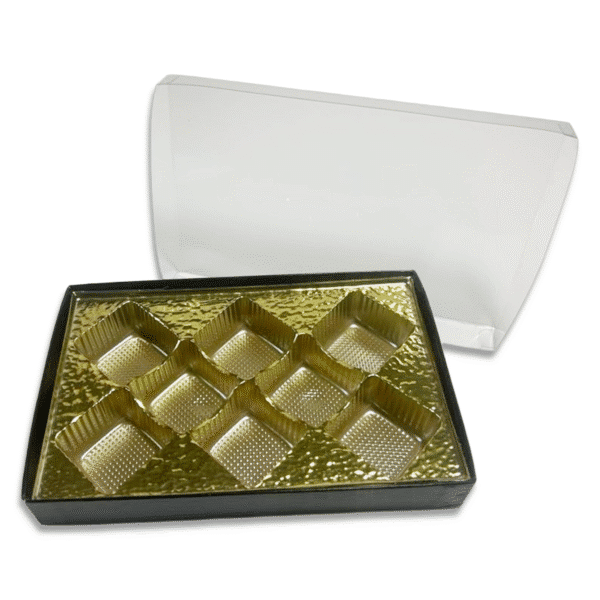 Brown Box with Gold 8 Cavity Tray & Clear Lid - Image 2