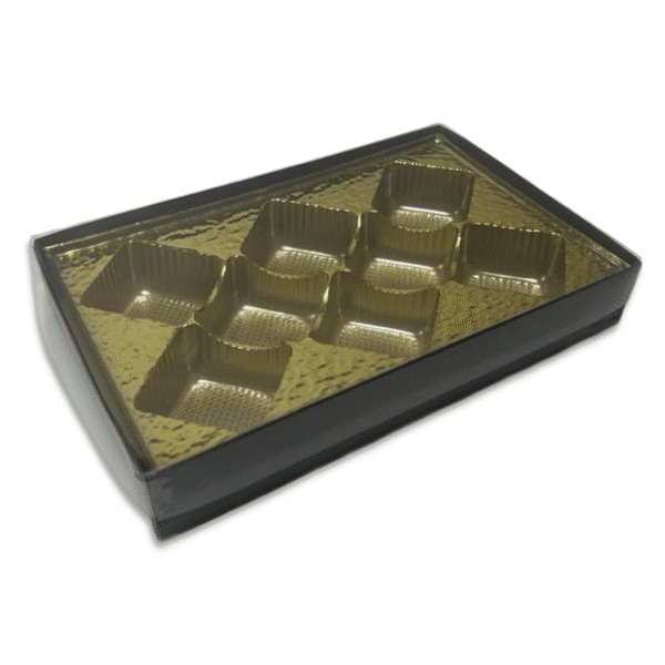 Brown Box with Gold 8 Cavity Tray & Clear Lid