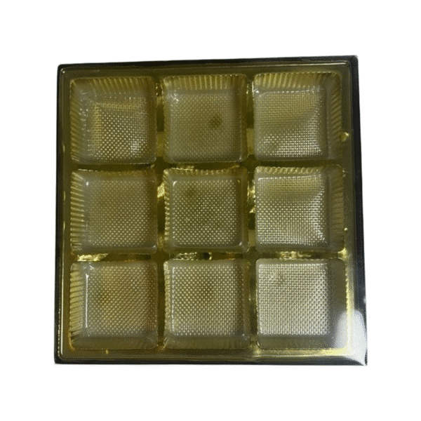 Brown Box with Gold 9 Cavity Tray & Clear Lid - Image 3