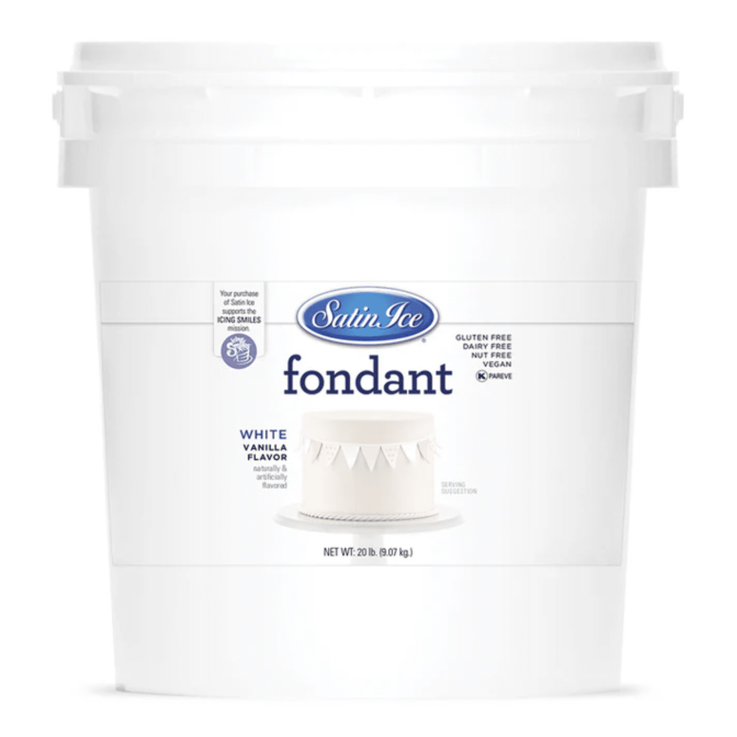 Satin Ice White Vanilla Fondant ~ 20 lb Pail